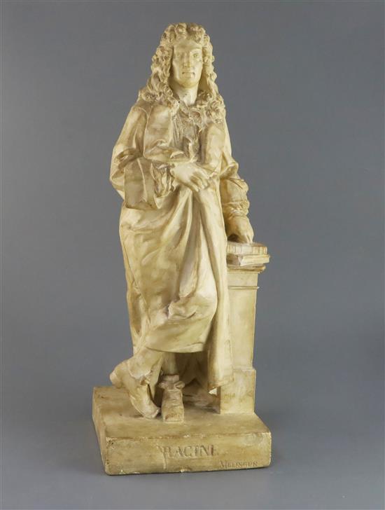 A Susse Freres plaster figure of Racine, after Melingue, 19in.